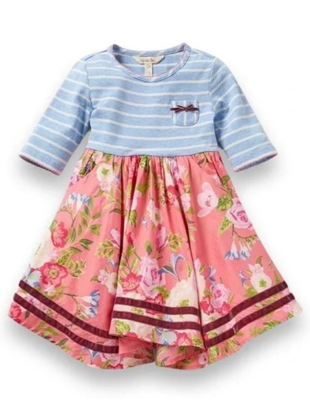 Matilda Jane Enchanted Garden Double the Color Textured Dress 2 Pink blue floral